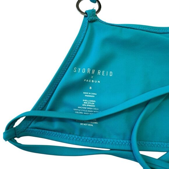 Storm Reid x Pacsun Blue One Shoulder Strappy Ring Bikini Size S Sexy - Picture 8 of 10